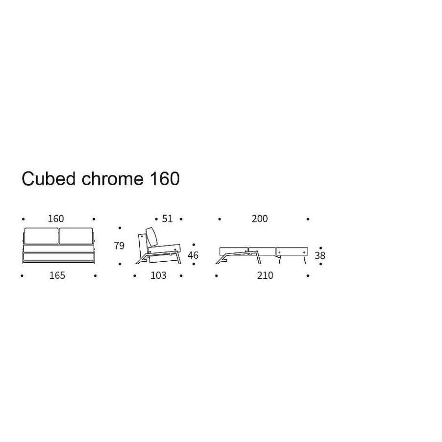 Innovation Living Sofa Beds | Cubed 02 Sofa Bed | 612 - Chrome| 160-200 Cm