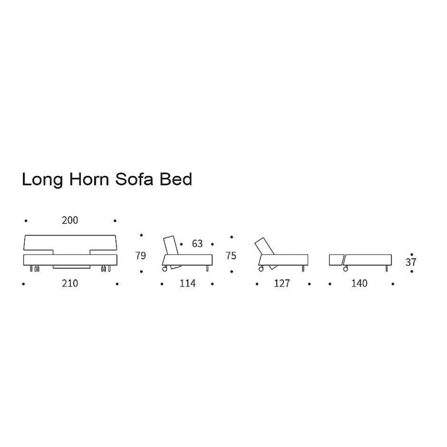 Innovation Living Sofa Beds | Long Horn D.E.L. Sofa Bed | 565 - Cushions | 140-210 Cm