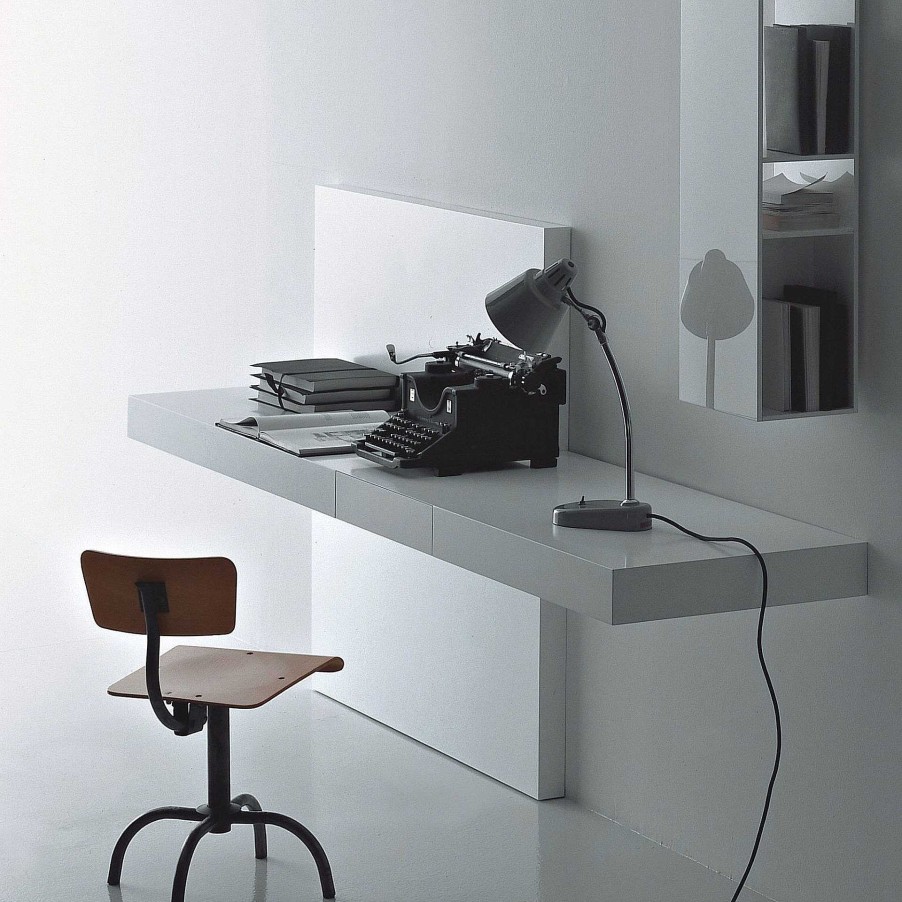 Porro Desks And Office Tables | Modern | Right Writing Desk - Matt Lacquered L75 Chalk White