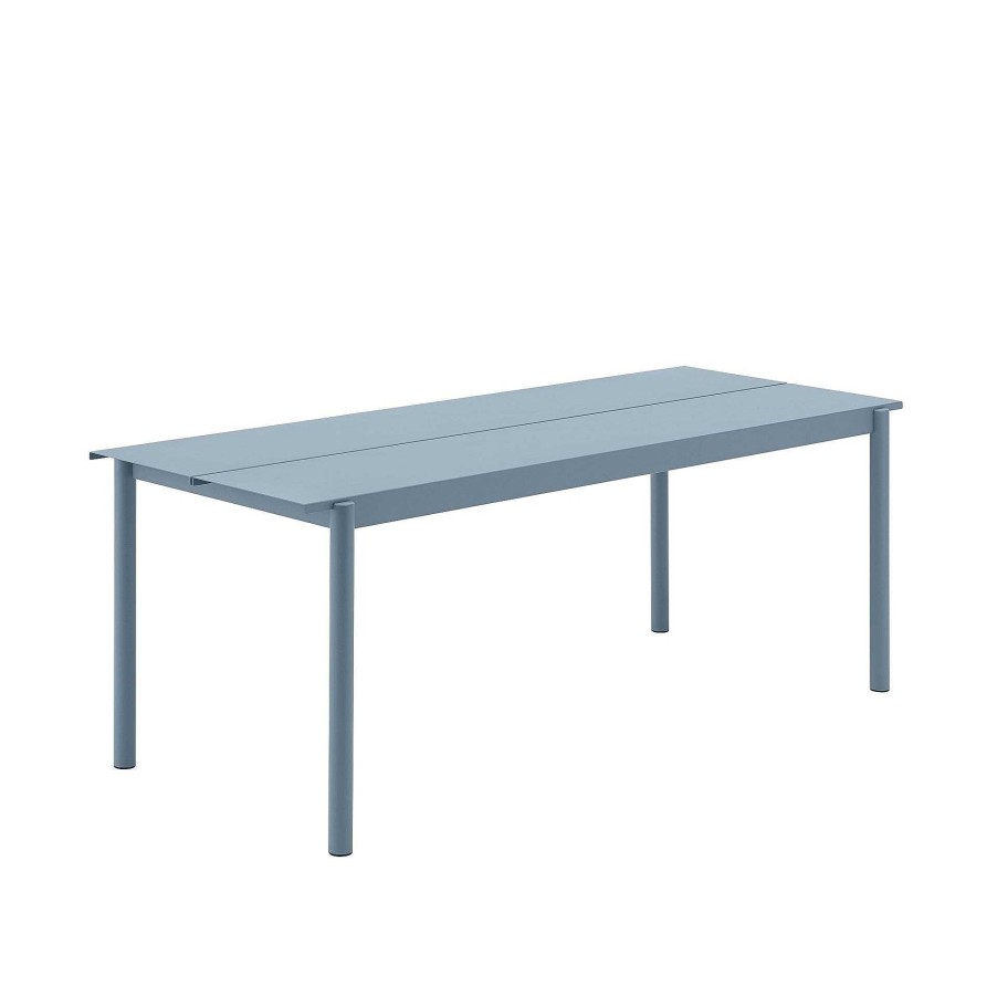 Muuto Outdoor Tables | Linear Steel Bench | Outdoor Table | Pale Blue