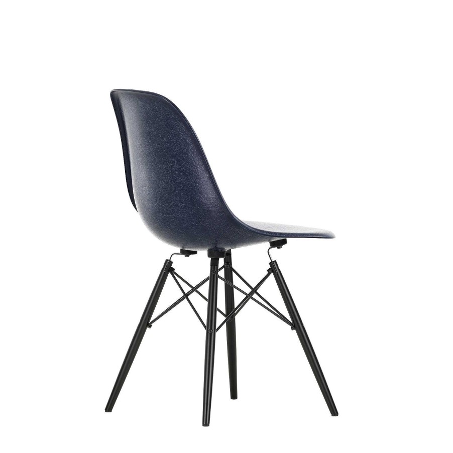 Vitra Chairs | Eames Fiberglass Side Chair Dsw | Eames Navy Blue - Black Maple