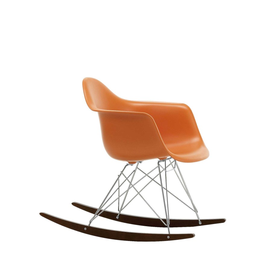 Vitra Chairs | Eames Plastic Armchair Rar | Rocking Chair | Rusty Orange - Black - Dark Maple