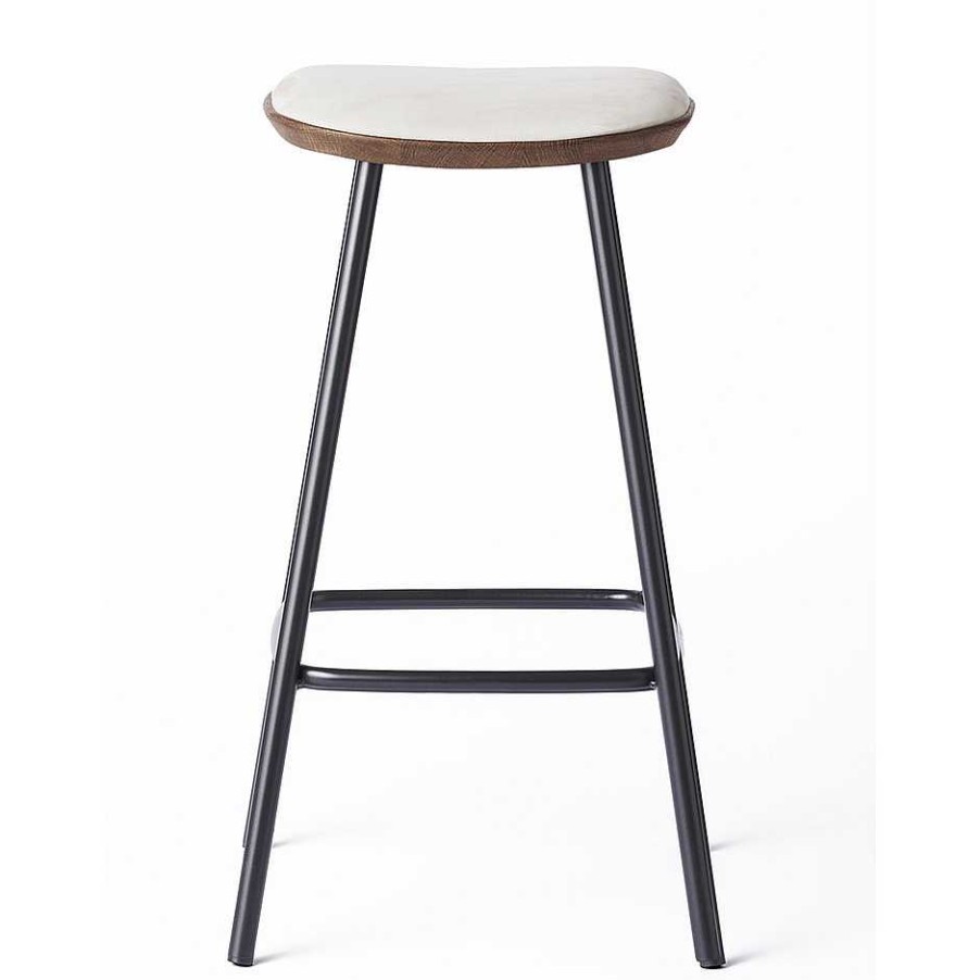 Brdr. Krüger Stools | Pauline Bar Stool H65 | Metal Legs | Fumed Oiled Oak-Grey Leather