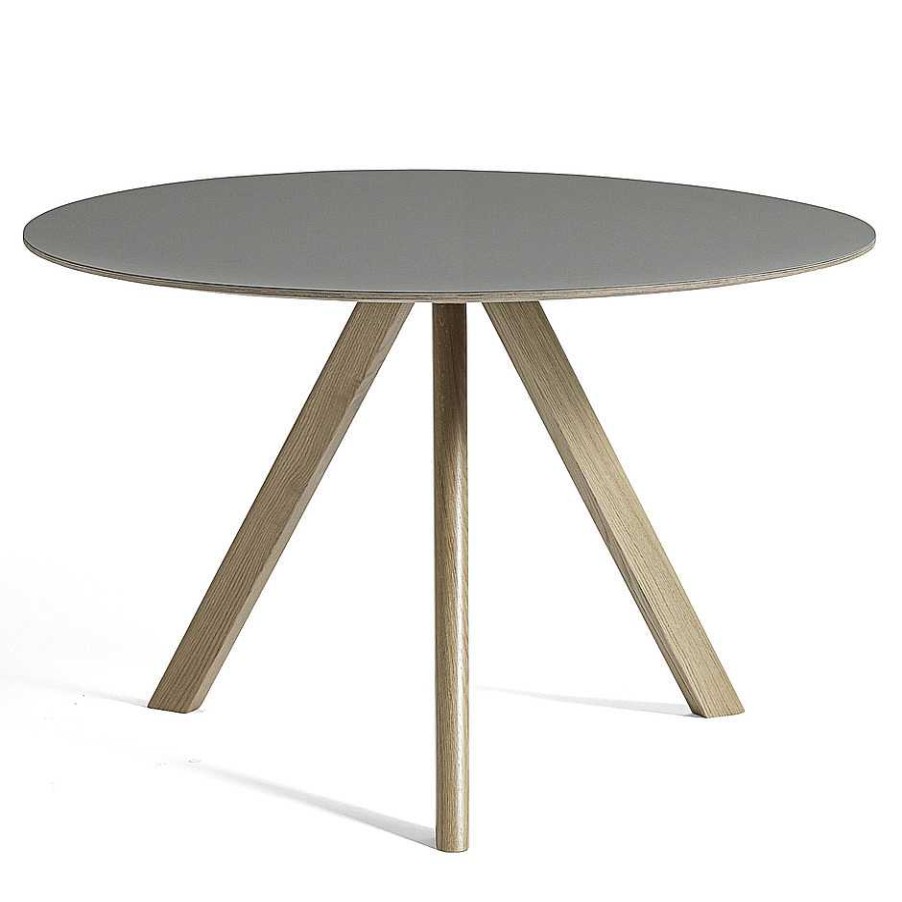 HAY Dining Tables | Cph 20 Round Table | Solid Oak/Grey Linoleum