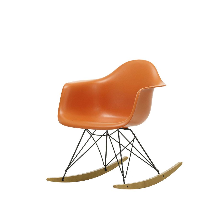 Vitra Chairs | Eames Plastic Armchair Rar | Rocking Chair | Rusty Orange - Black - Golden Maple