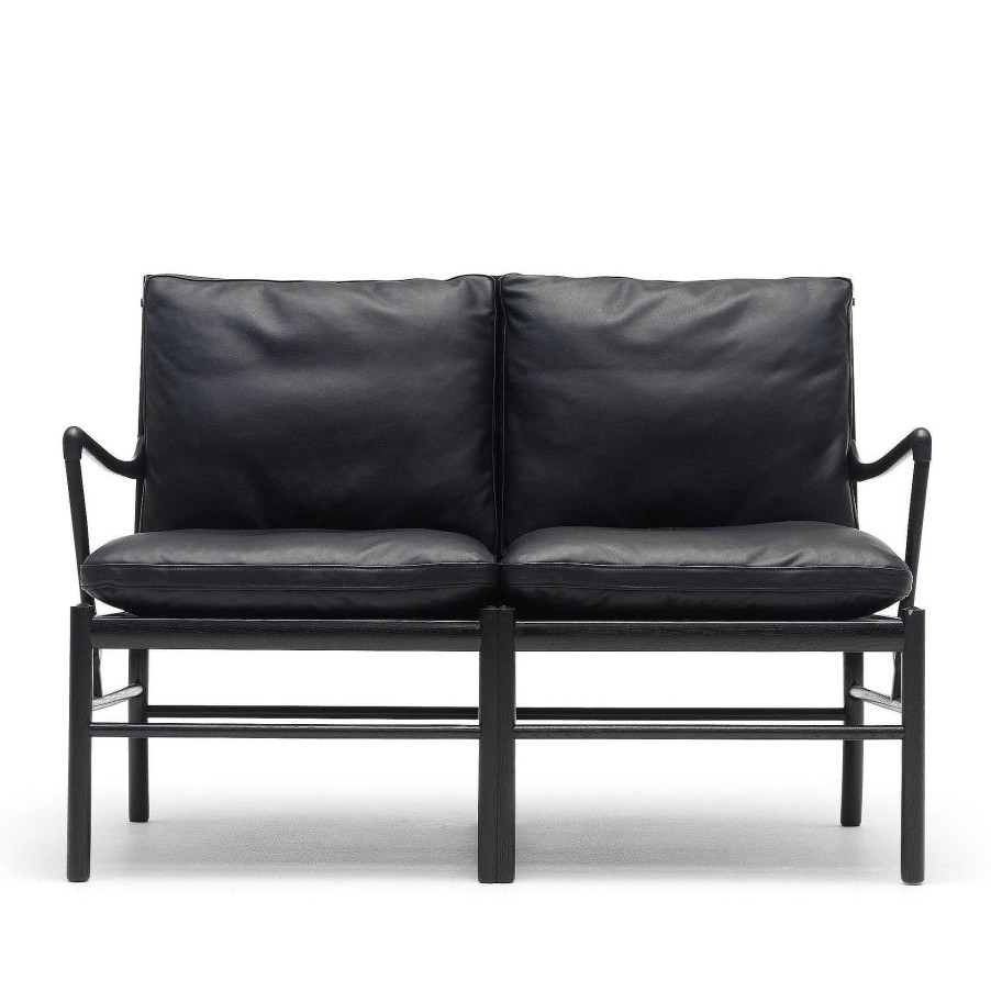 Carl Hansen & Søn 2 Seater Sofas | Ow149-2 Colonial | Sofa | Oak - Black Leather