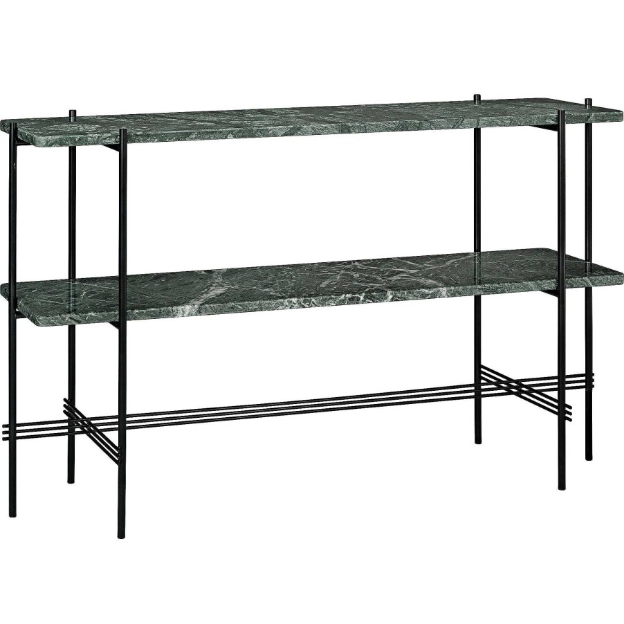 GUBI Coffee Tables | Ts Console - 2 Racks | Console | Green Guatemala Marble