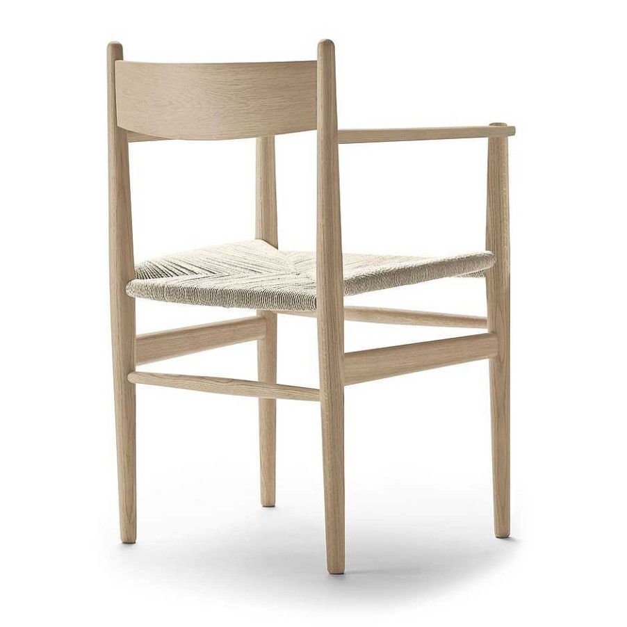 Carl Hansen & Søn Chairs | Ch37 | Chair With Armrest | White Oiled Oak-Paper Cord