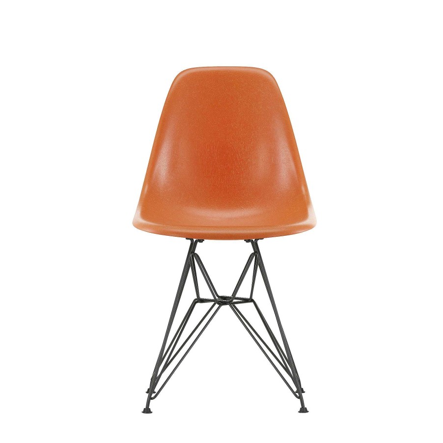 Vitra Chairs | Eames Fiberglass Side Chair Dsr | Eames Red Orange - Black