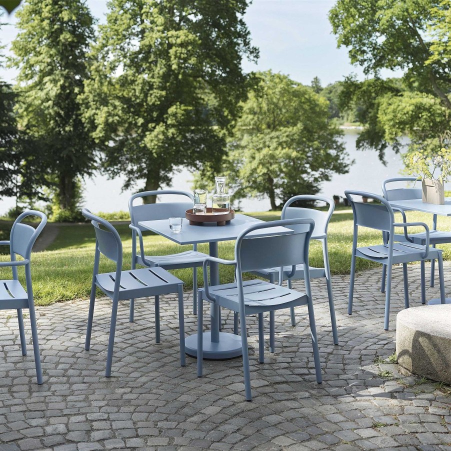 Muuto Outdoor Chairs | Linear Steel Armchair | Outdoor Armchair | Pale Blue