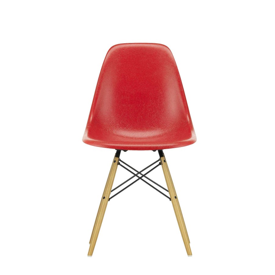 Vitra Chairs | Eames Fiberglass Side Chair Dsw | Eames Classic Red - Yellow Maple