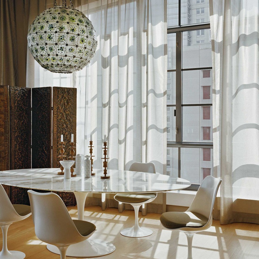 Knoll Dining Tables | Saarinen Tulip Table | Dining Table Oval | Calacatta Marble Shiny Finish