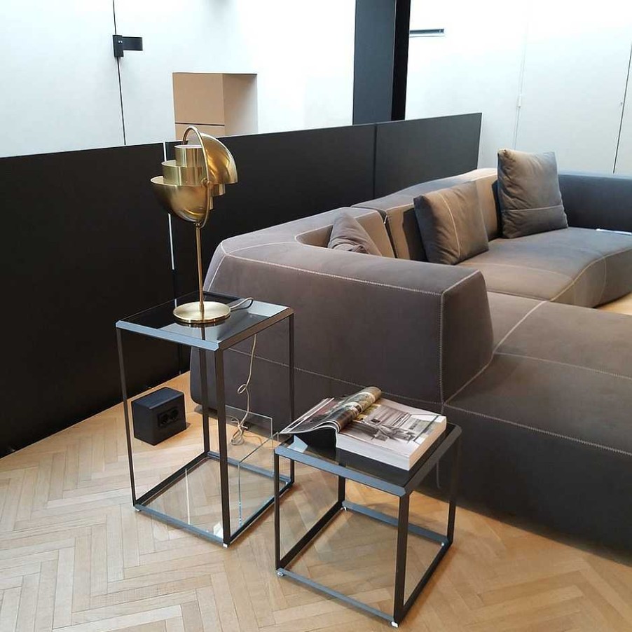 Molteni Coffee Tables | 45° Coffee Table Square | Glass/Pewter