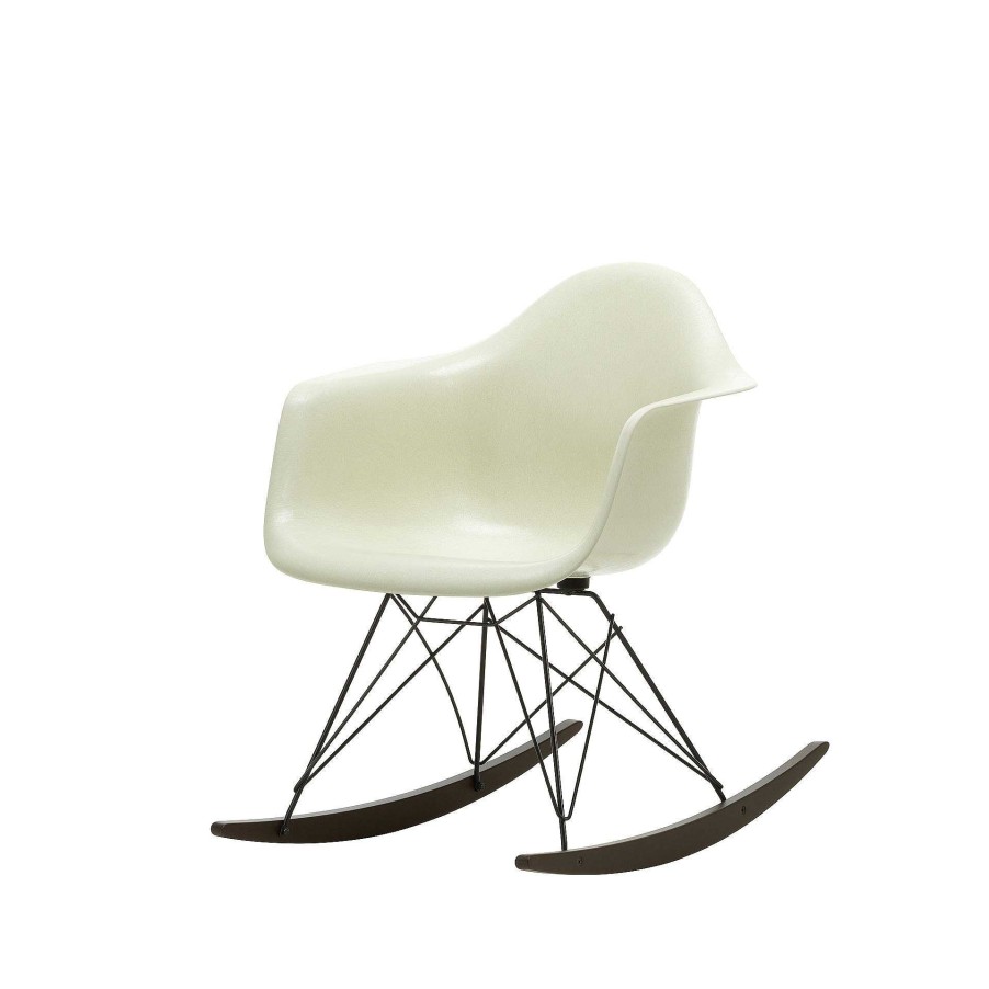 Vitra Chairs | Eames Plastic Armchair Rar | Rocking Chair | White - Black Base - Dark Maple Runners