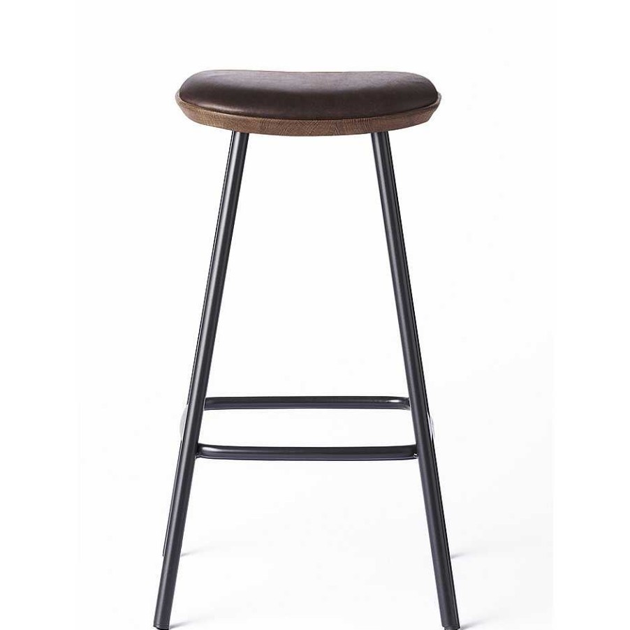 Brdr. Krüger Stools | Pauline Bar Stool H65 | Metal Legs-Fumed Oak-Brown Leather