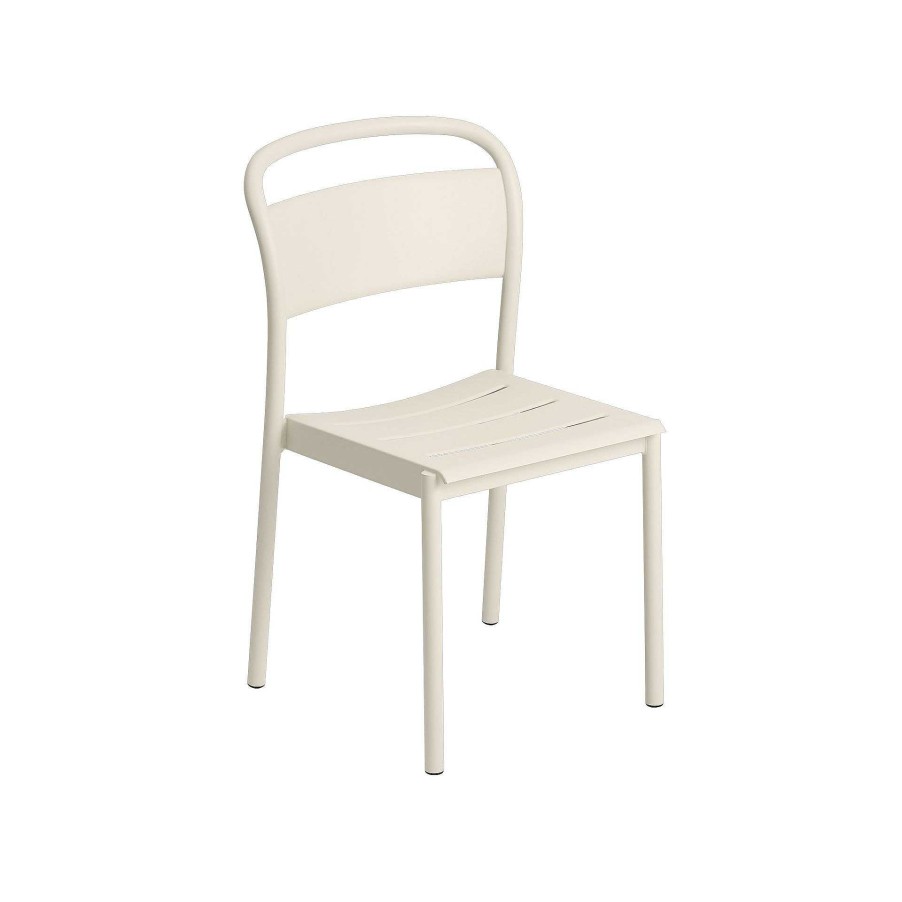 Muuto Outdoor Chairs | Linear Steel Sidechair | Outdoor Chair | Off White