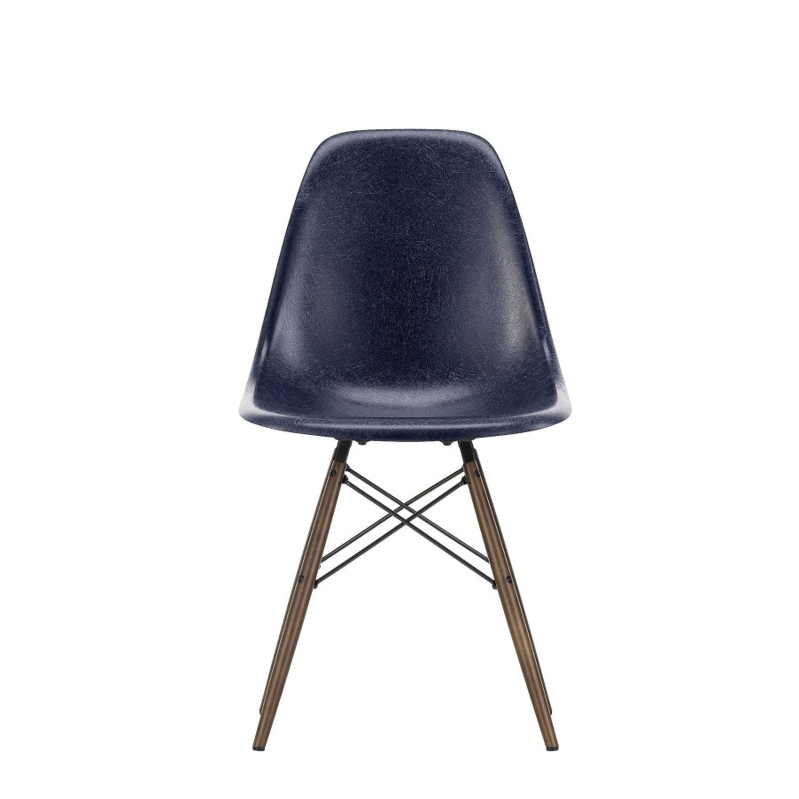 Vitra Chairs | Eames Fiberglass Side Chair Dsw | Eames Navy Blue - Dark Maple