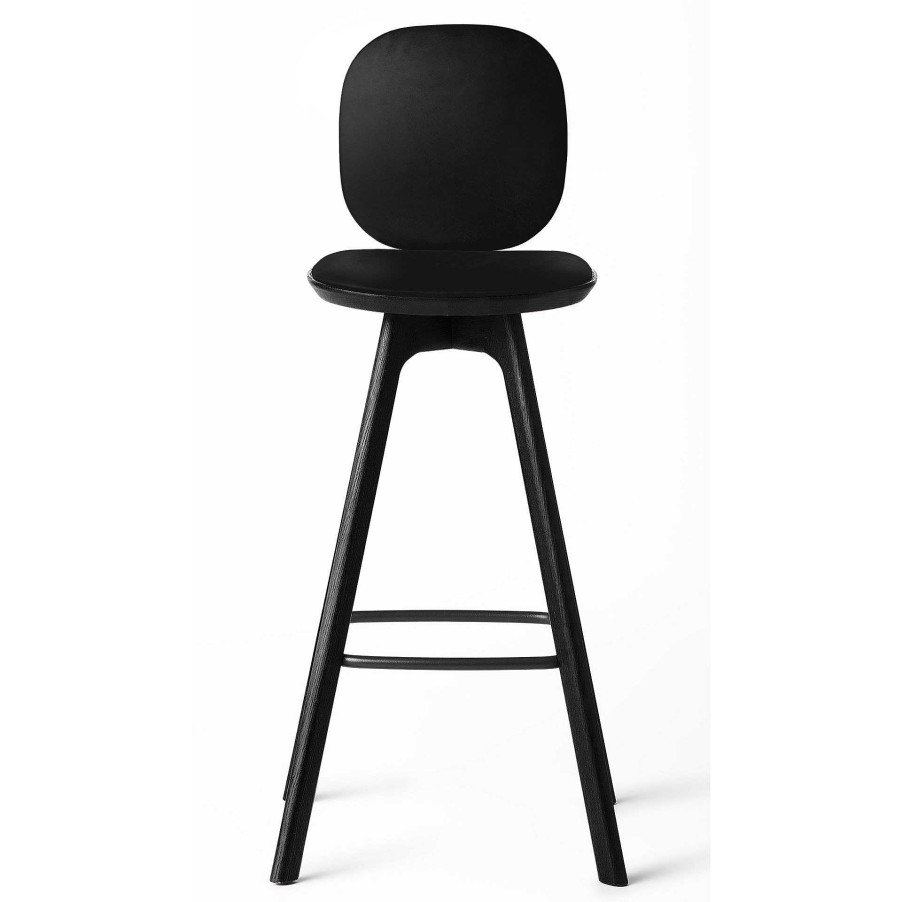 Brdr. Krüger Stools | Pauline Comfort Bar Stool H75 | Black Lacquered Oak-Black Leather