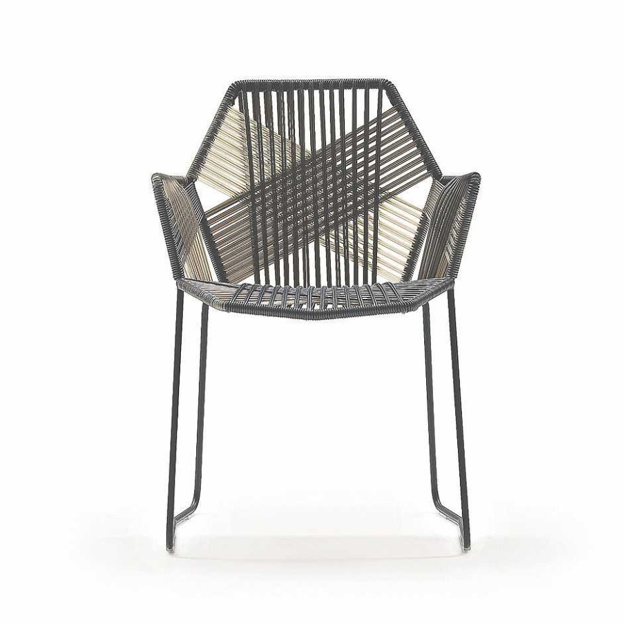 Moroso Outdoor Chairs | Tropicalia Chair | Outdoor Chair | Black-Black Quartz/With Arms