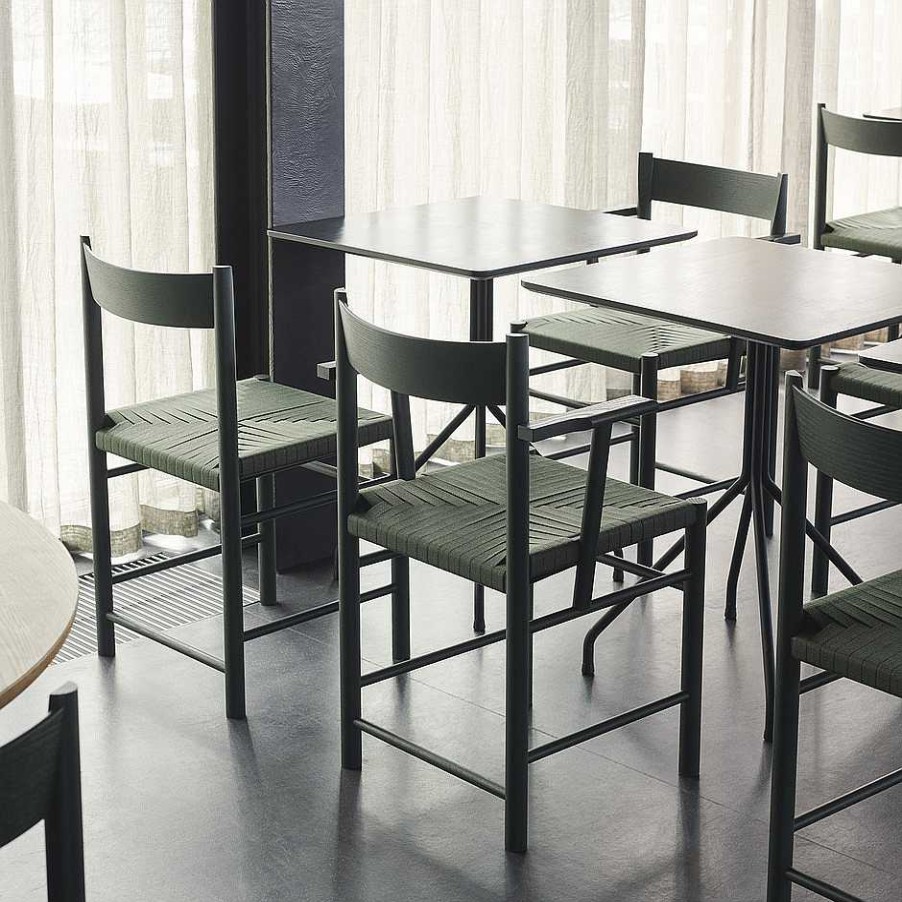 Brdr. Krüger Chairs | F Dining Chair | Green Lacquered Ash - Green Webbing Seat