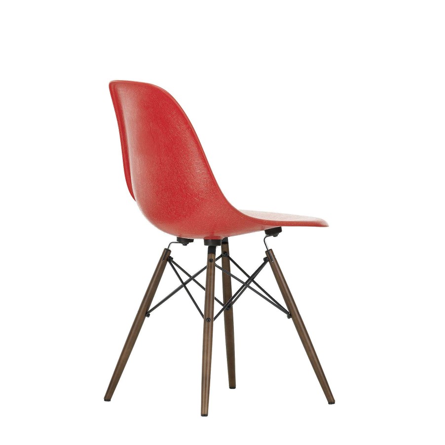 Vitra Chairs | Eames Plastic Chairs Dsw | Dark Maple Base - Poppy Red