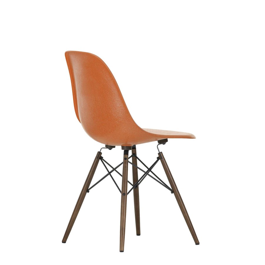 Vitra Chairs | Eames Plastic Chairs Dsw | Dark Maple Base - Rusty Orange