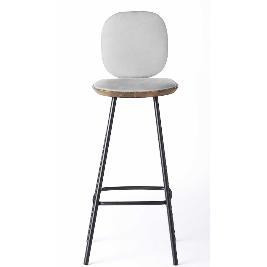 Brdr. Krüger Stools | Pauline Comfort Bar Stool H75 | Metal Legs-Oiled Oak-Grey Leather