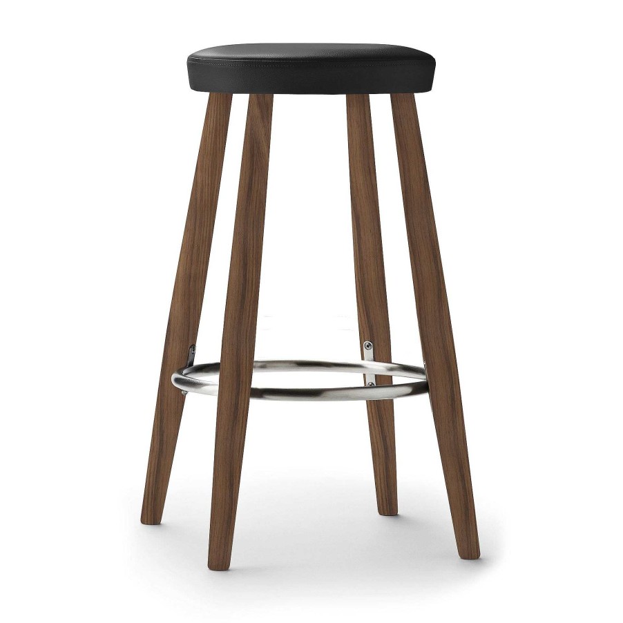 Carl Hansen & Søn Stools | Ch58 | Stool | Oiled Walnut - Black Leather