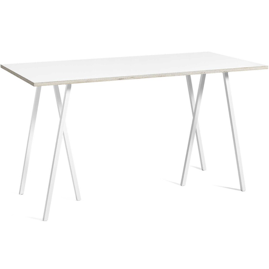 HAY Dining Tables | Loop Stand Table M | White Laminate / Plywood Edge