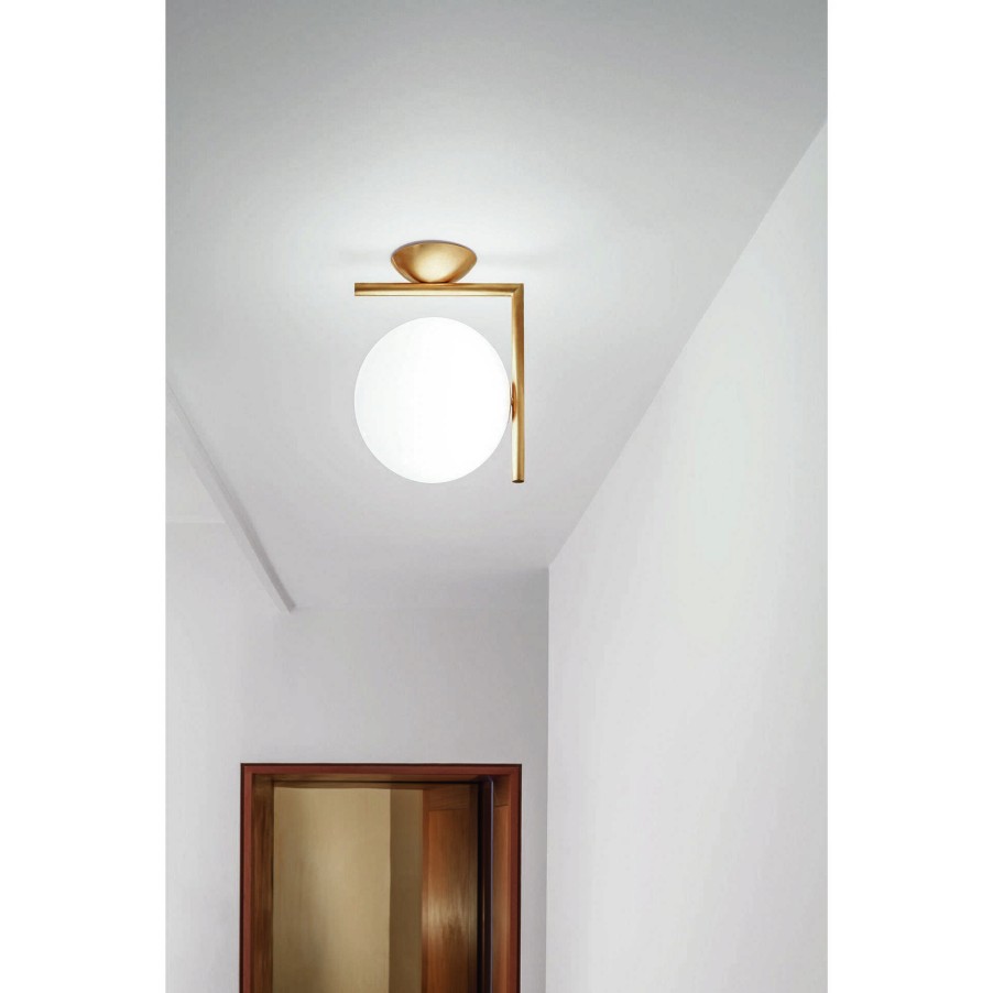 Flos Outdoor Wall Lamps | Ic Ceiling Wall 1 | Indoor Brass Finish