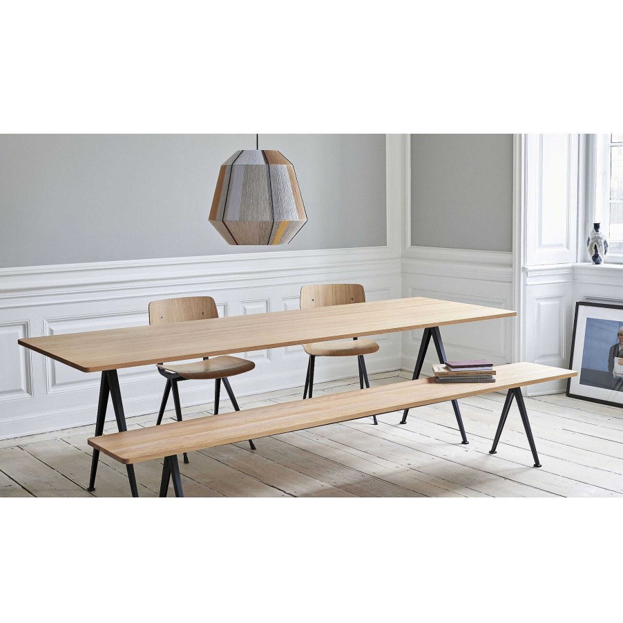 HAY Benches | Pyramid Bench 12 | Bench 250 - Black Structure - Clear Lacquered Solid Oak