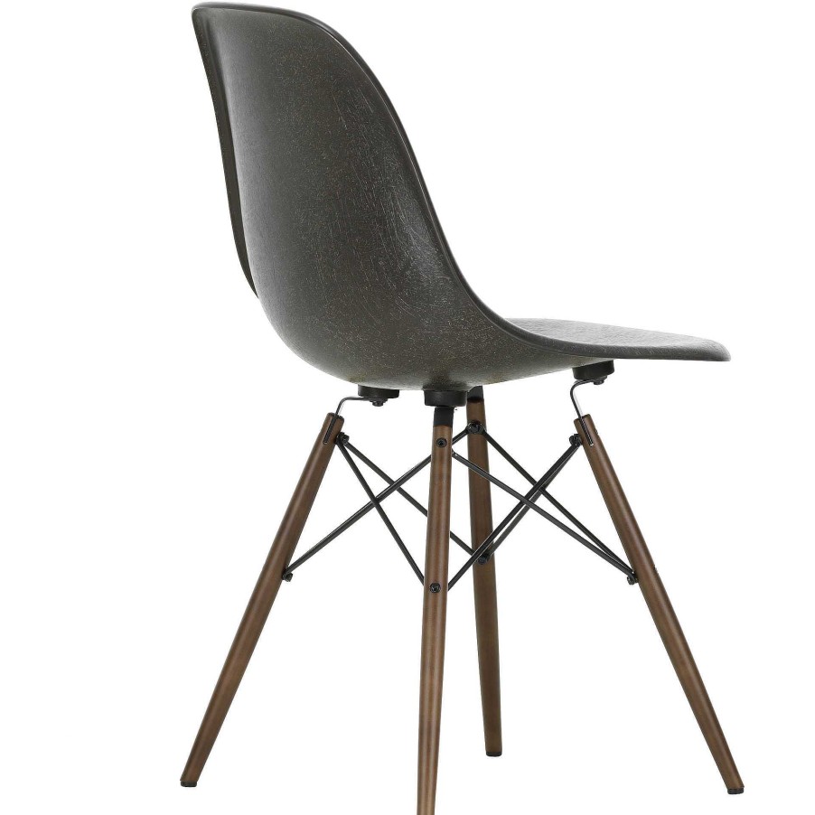 Vitra Chairs | Eames Fiberglass Side Chair Dsw | Eames Elephant Hide Grey - Dark Maple