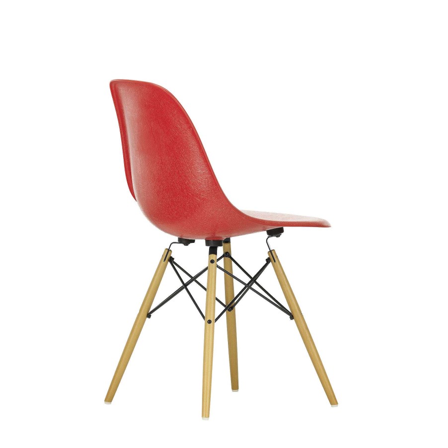 Vitra Chairs | Eames Fiberglass Side Chair Dsw | Eames Classic Red - Yellow Maple