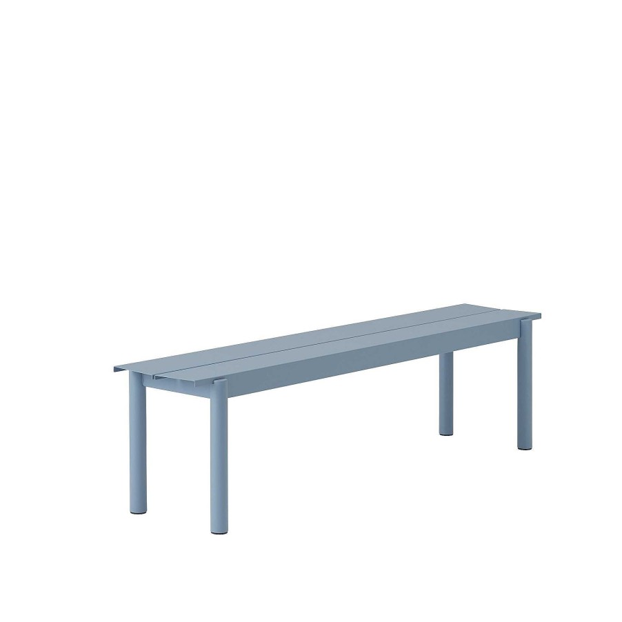 Muuto Outdoor Chairs | Linear Steel Bench | Outdoor Bench | Pale Blue