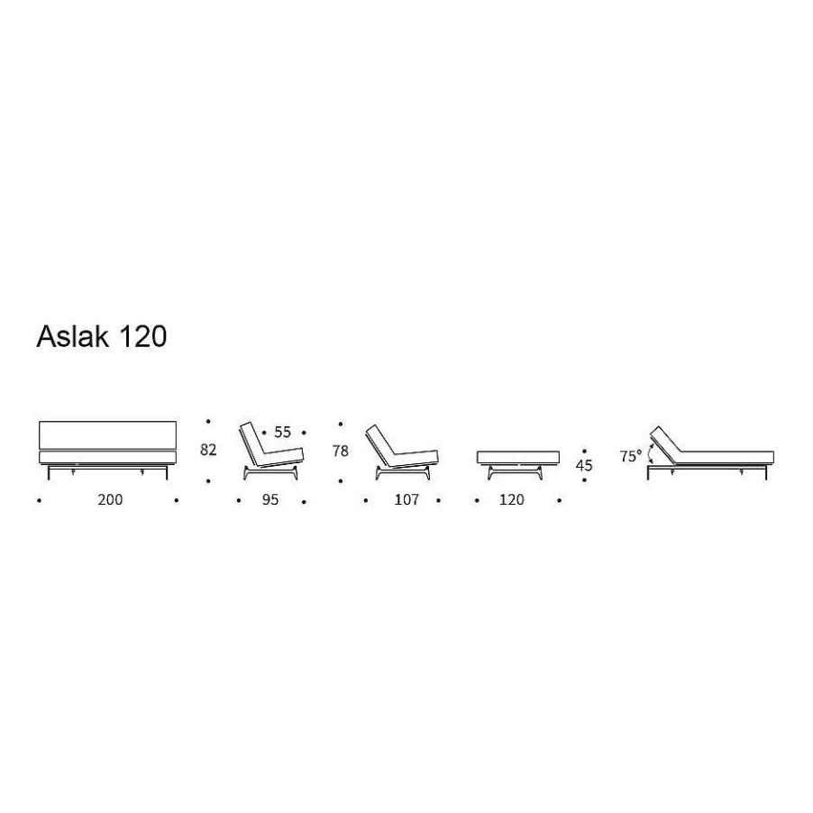 Innovation Living Sofa Beds | Aslak Sofa Bed| 531 | Soft Spring Mattress/Nordic| 120-200 Cm