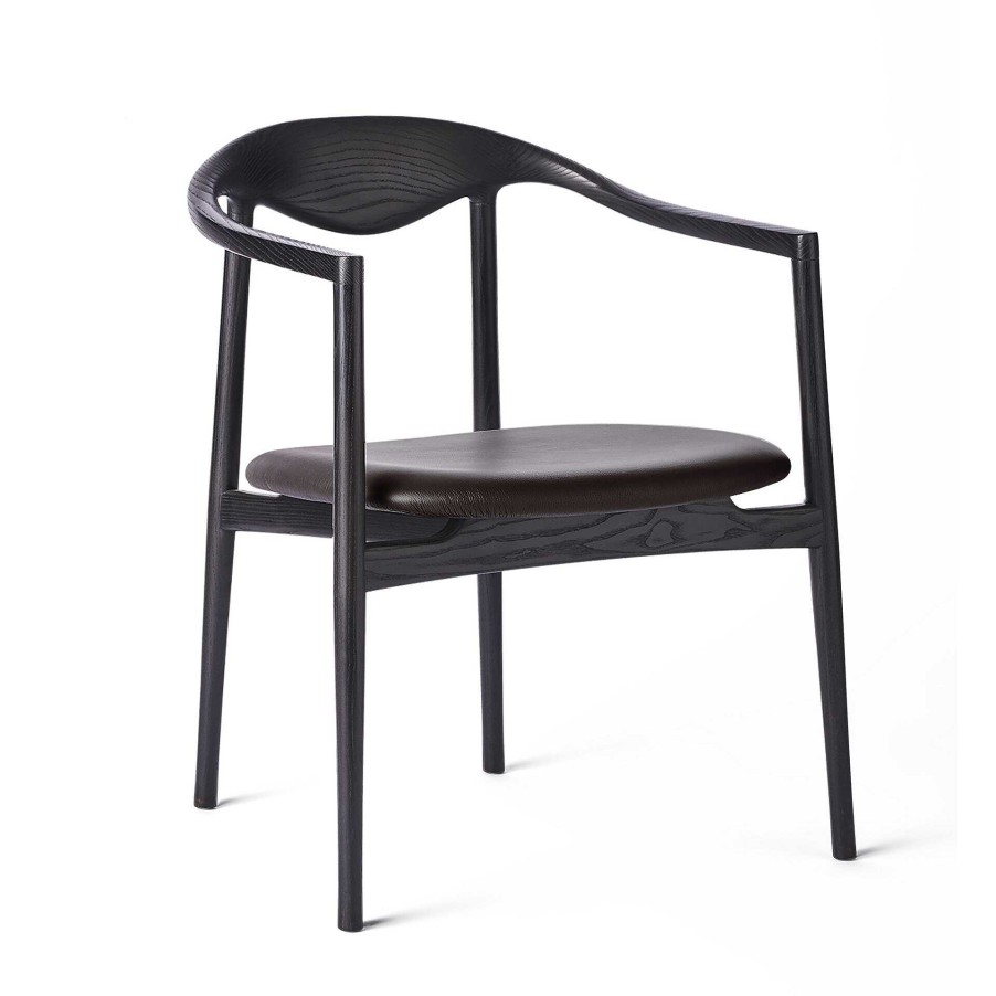 Brdr. Krüger Chairs | Jari Dining Chair | Black Painted Ash - Brown Leather