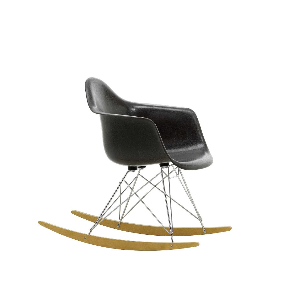 Vitra Chairs | Eames Plastic Armchair Rar - Rocking Chair | Black - Chrome - Golden Maple