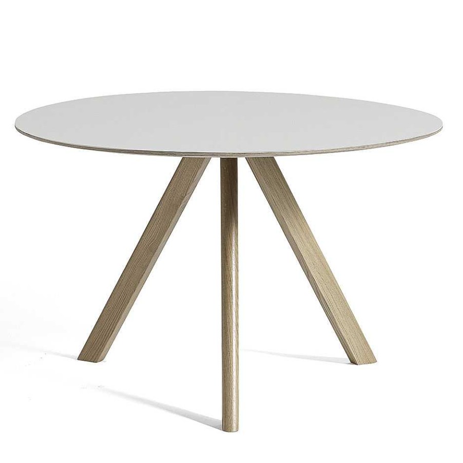 HAY Dining Tables | Cph 20 Round Table | Solid Oak/Off White Linoleum