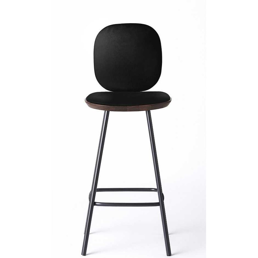 Brdr. Krüger Stools | Pauline Comfort Bar Stool H65 | Metal Legs-Fumed Oak-Black Leather