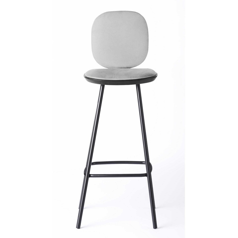 Brdr. Krüger Stools | Pauline Comfort Bar Stool H75 | Metal Legs-Black Lacquered Oak-Grey Leather