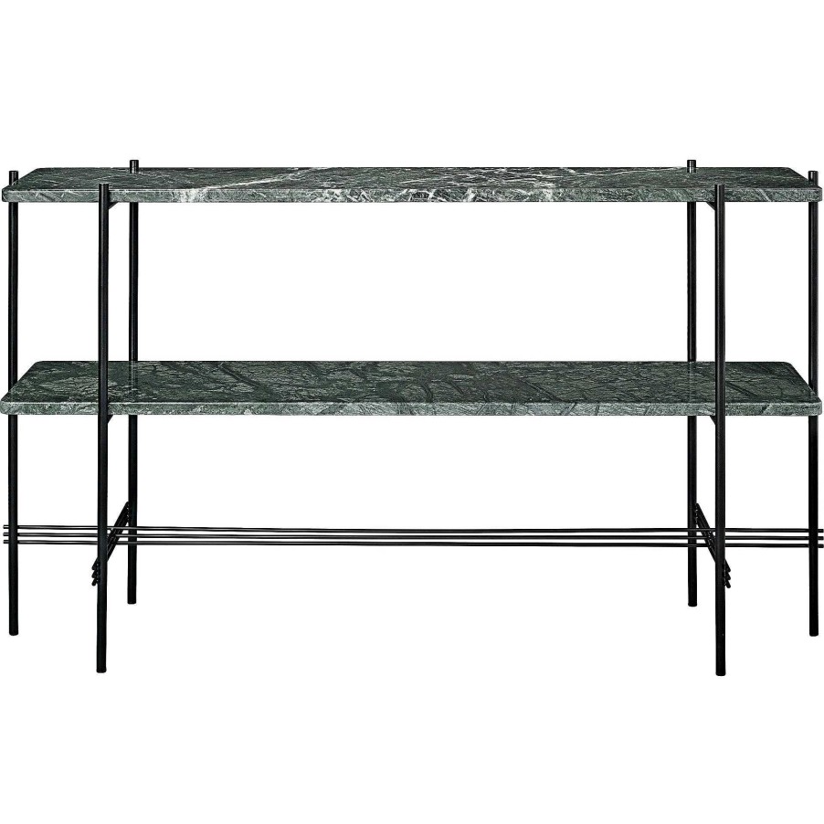 GUBI Coffee Tables | Ts Console - 2 Racks | Console | Green Guatemala Marble