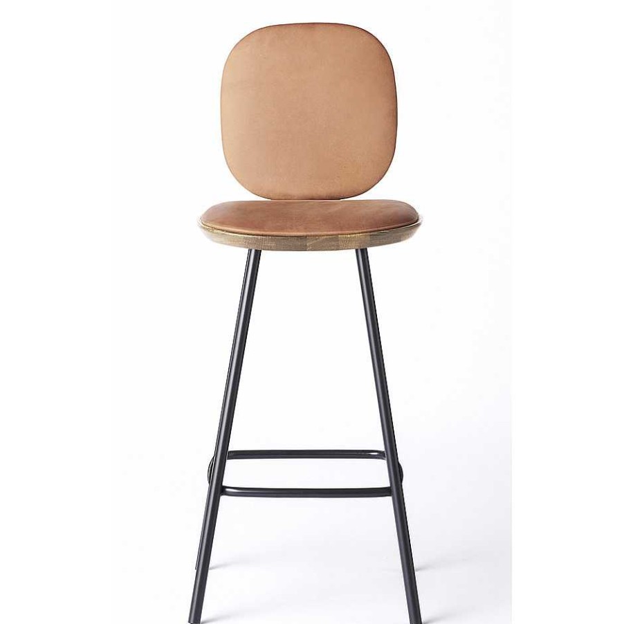 Brdr. Krüger Stools | Pauline Comfort Bar Stool H75 | Metal Legs-Oiled Oak-Cognac Leather