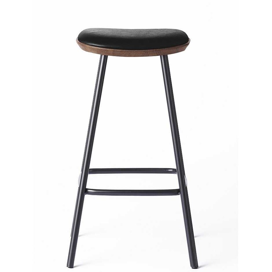 Brdr. Krüger Stools | Pauline Bar Stool H65 | Metal Legs-Fumed Oak-Black Leather