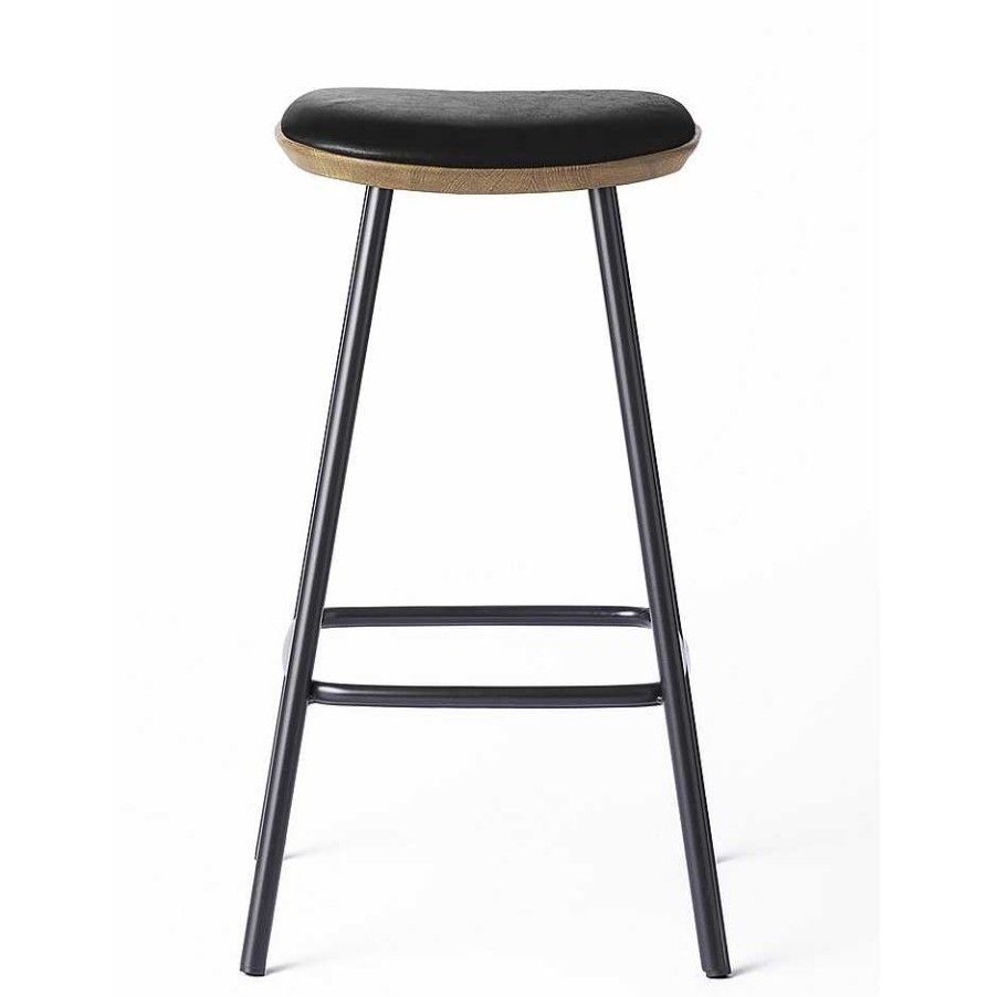 Brdr. Krüger Stools | Pauline Bar Stool H65 |Metal Legs-Oak-Black Leather