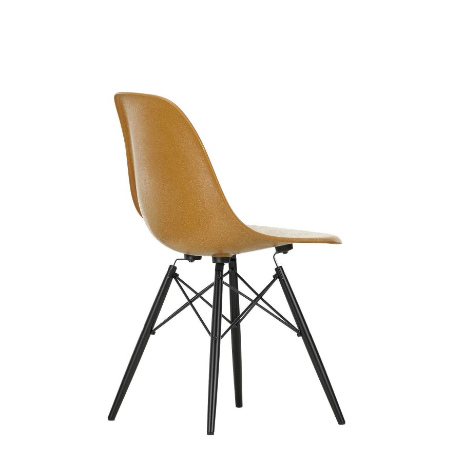 Vitra Chairs | Eames Plastic Chairs Dsw | Black Maple Base - Mustard