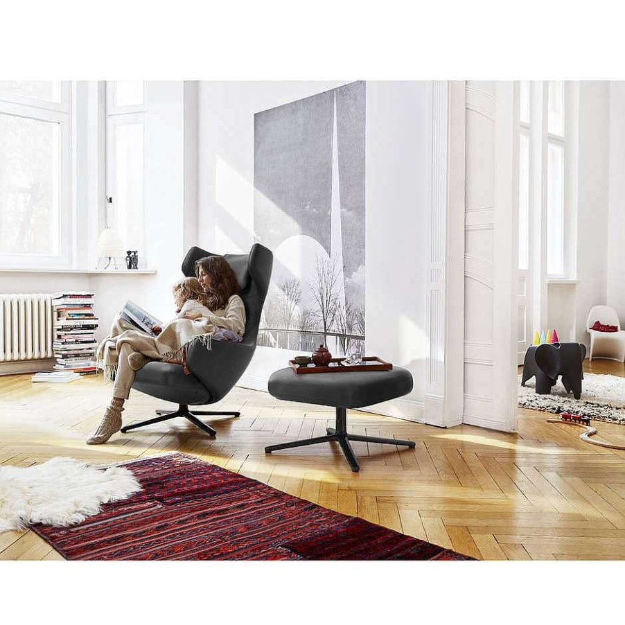 Vitra Single Armchairs | Grand Repos & Ottoman | Grey Leather