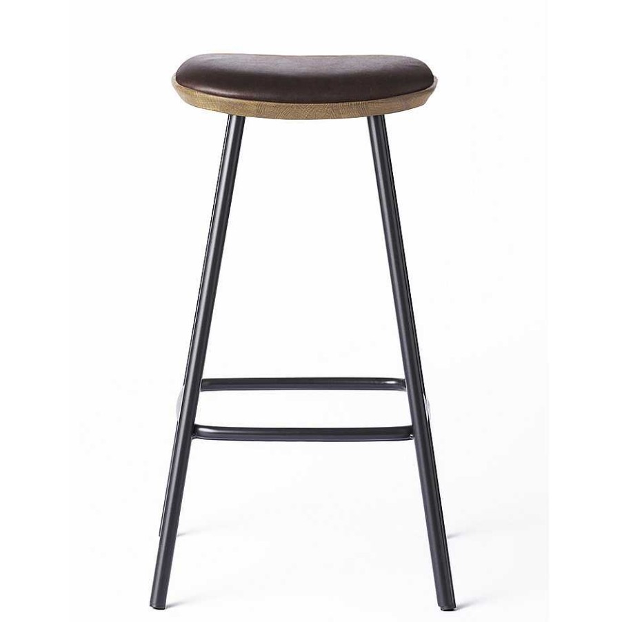 Brdr. Krüger Stools | Pauline Bar Stool H65 | Metal Legs-Oak-Brown Leather