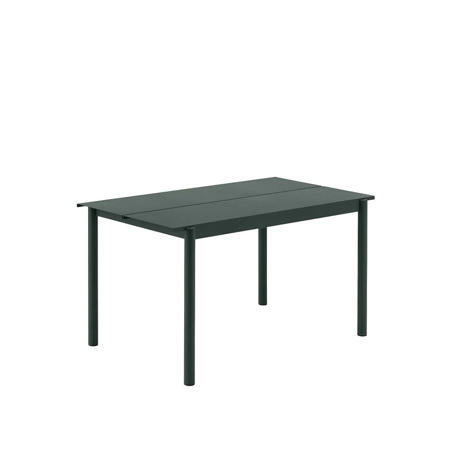 Muuto Outdoor Tables | Linear Steel Bench | Outdoor Table | Dark Green