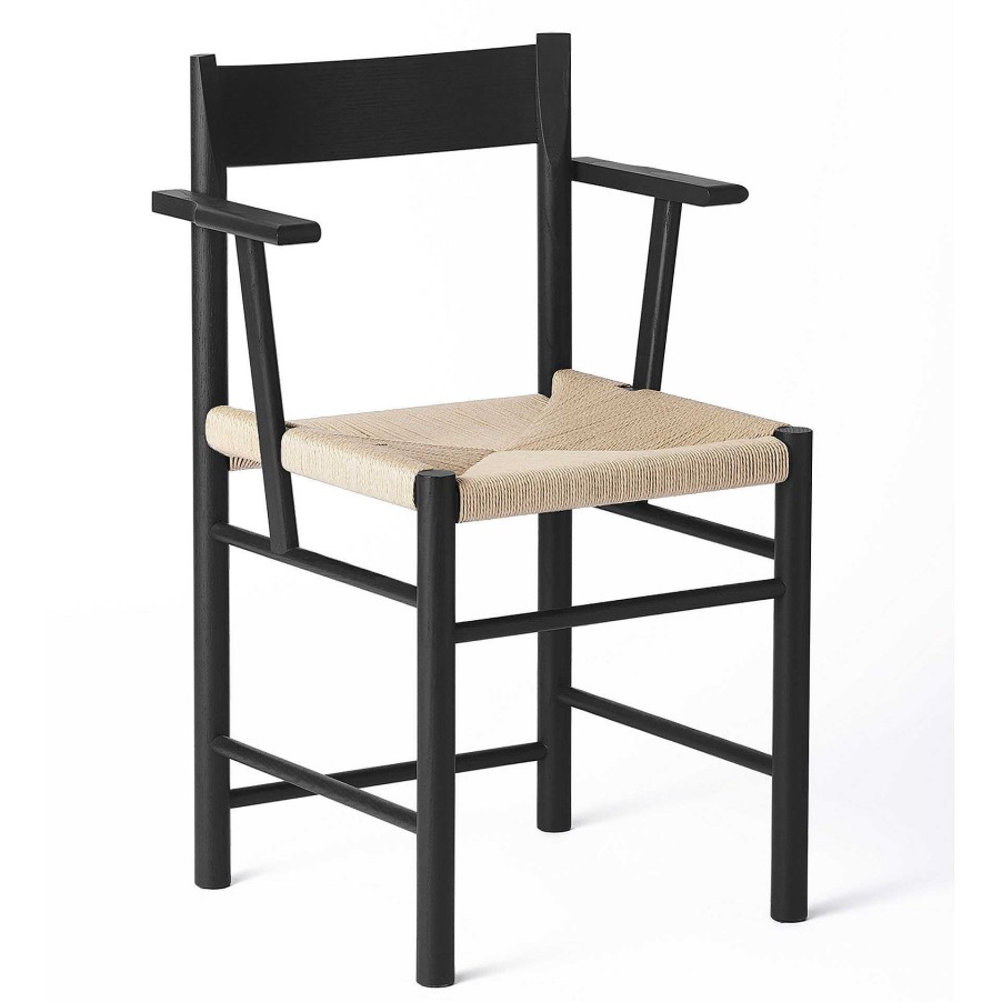 Brdr. Krüger Chairs | F Dining Chair With Armrest| Black Ash-Natural Paper Cord