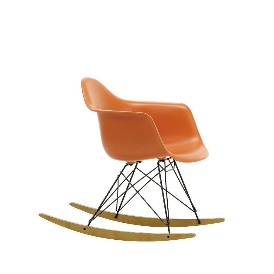 Vitra Chairs | Eames Plastic Armchair Rar | Rocking Chair | Rusty Orange - Black - Golden Maple